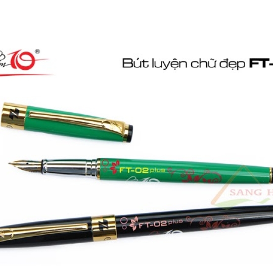 Bút máy Thiên Long FT-02 Plus thân bút màu lá, đen